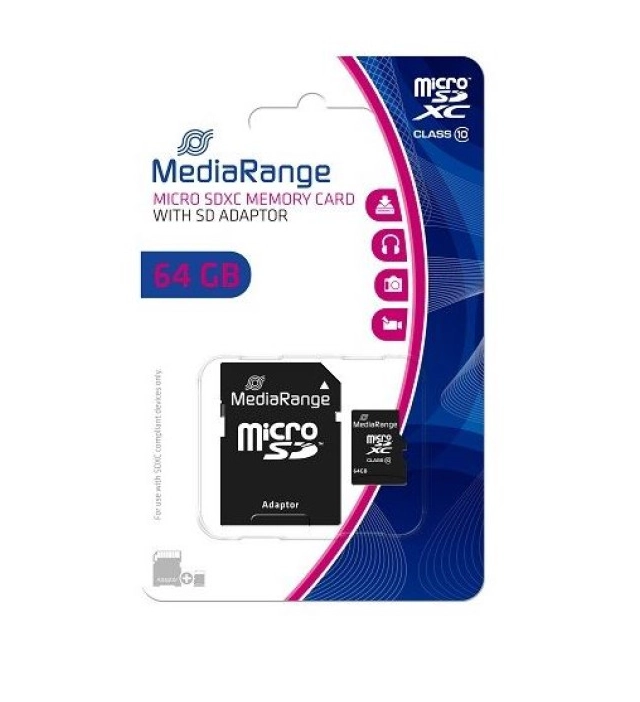 Micro SD Mediarange Germany  64GB SDXC C10 MR955 + adapter