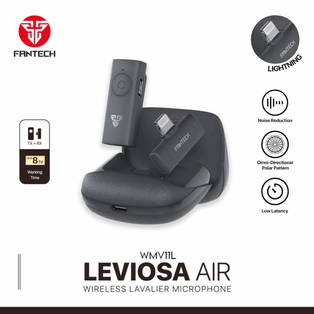 Mikrofon Wireless Fantech Lavalier Leviosa Air WMV11L (Single Mic) Lightning