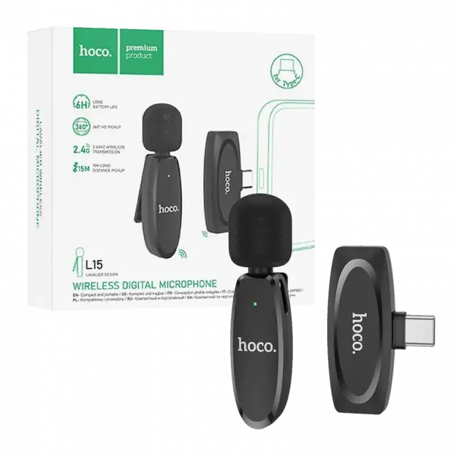 hoco. Bežični mikrofon sa USB type C konektorom - L15 Crystal Lavalier