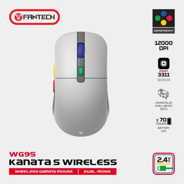 Mis Wireless Gaming Fantech WG9S Kanata S sivi