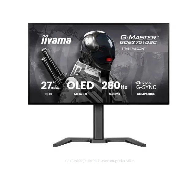 Monitor 27" Iiyama GOB2701QSC-B1 IPS OLED 2560x1440/280Hz/0.03ms/HDMI/DP/pivot