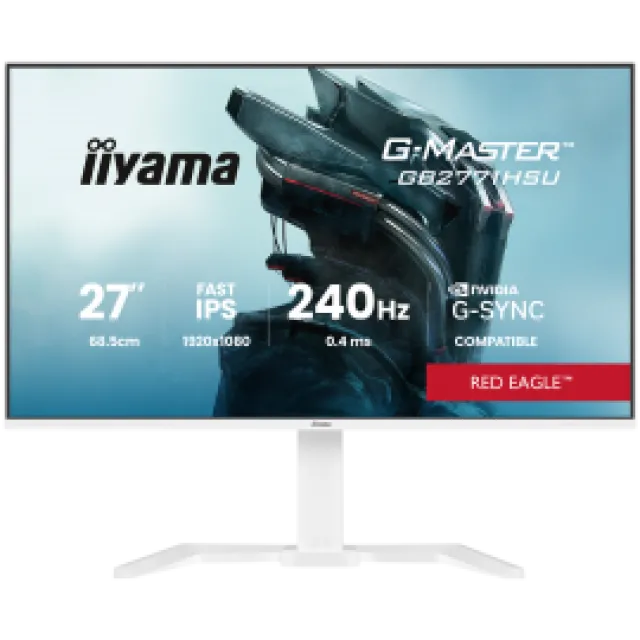 27" WHITE Fast IPS Gaming, G-Master Red Eagle, G-SYNC Compatible, 1920x1080 at 240Hz, 350cd/m2, 2x HDMI, DisplayPort, 0.4ms MPRT, Speakers, USB hub 1x3.2 1x USB-C, Black Tuner, 15cm height adjustable stand