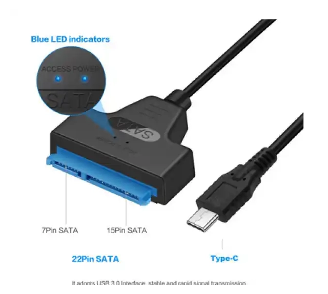 Napojni kabl USB C na Sata 22 pin NKC-K022