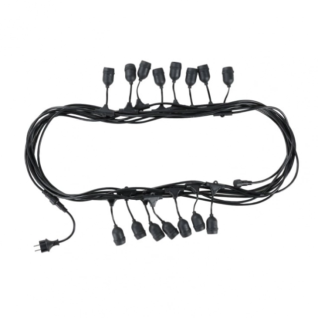 Niz 15 grla E27 sa kablom, 15 m, IP44, crna AOE27S1515