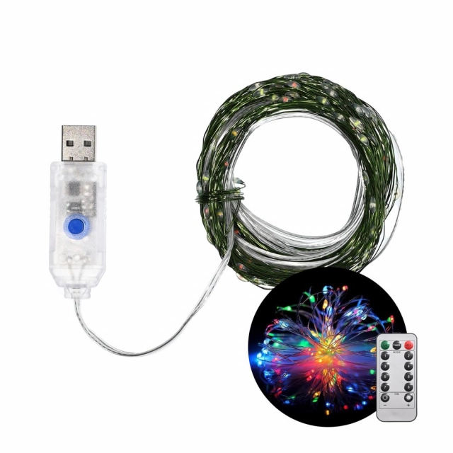 Novogodisnji ukras LED 300 lampica u boji (20m) sa daljinskim upravljacem USB napajanje JWD