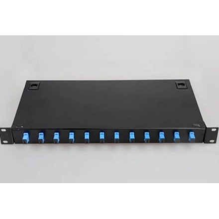 Optički patch panel sa 12 konektora SC/UPC sa kliznim mehanizmom 1U