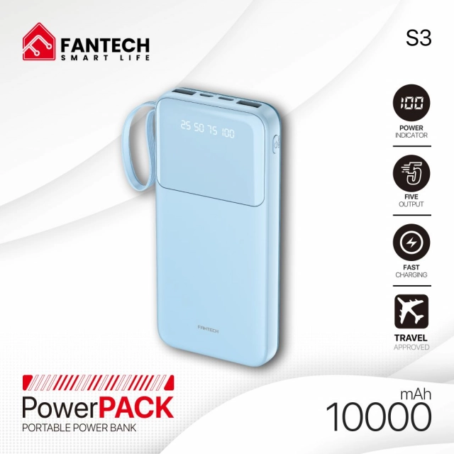 Power bank Prenosiva baterija Fantech S3 10000mAh, 10W  plavi