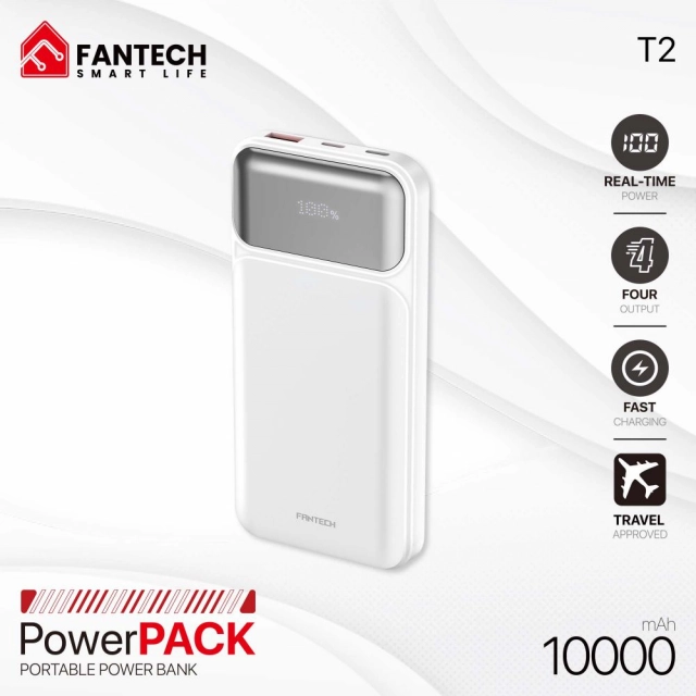 Power bank Prenosiva baterija Fantech T2 10000mAh QC, PD, 22.5W  beli