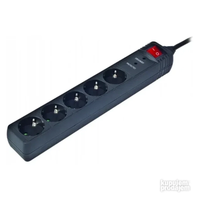Produzni kabl Gembird SPG5-C-10 (3G1.5) sa zastitom 5 uticnica 3m black