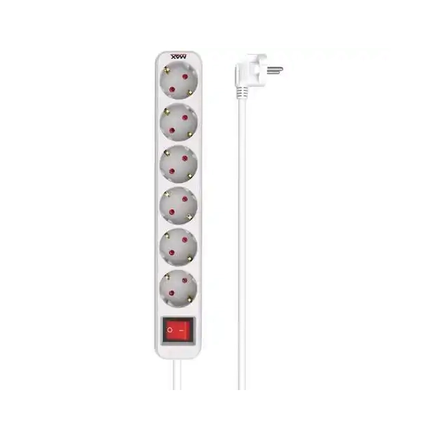 Produžni kabl sa prekidačem 6 utičnice 3m Max MPS-106S-3M Beli