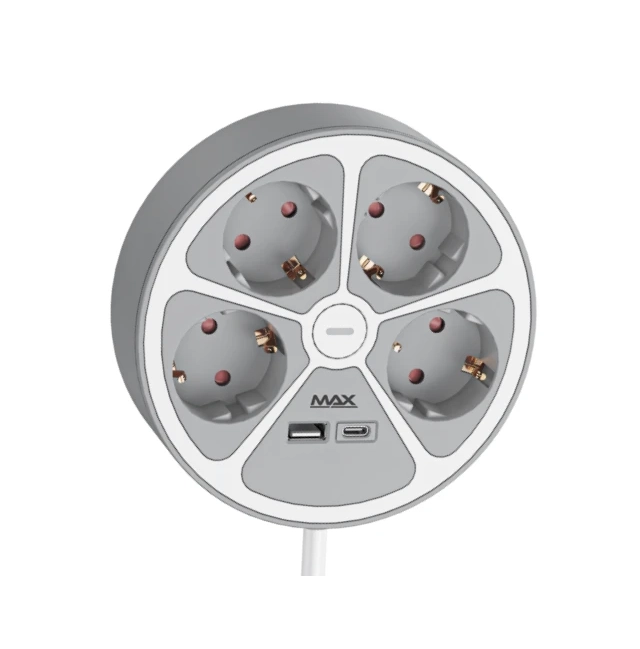 Produžni kabl sa prenaponskom zaštitom sa 4 utičnice MAX MPS-04UG-3M/3m/USB portovi