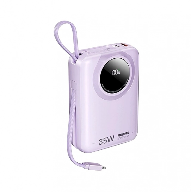 REMAX RPP-73 Purple 35W Power Bank with 2 Fast Charging Cables 20000mAh