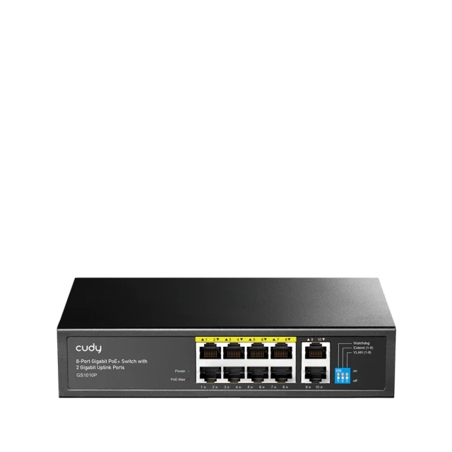 Svič 10/100/1000 10-port Cudy GS1010P/ 8 PoE+ sa 2 Gigabit Uplink porta 120W