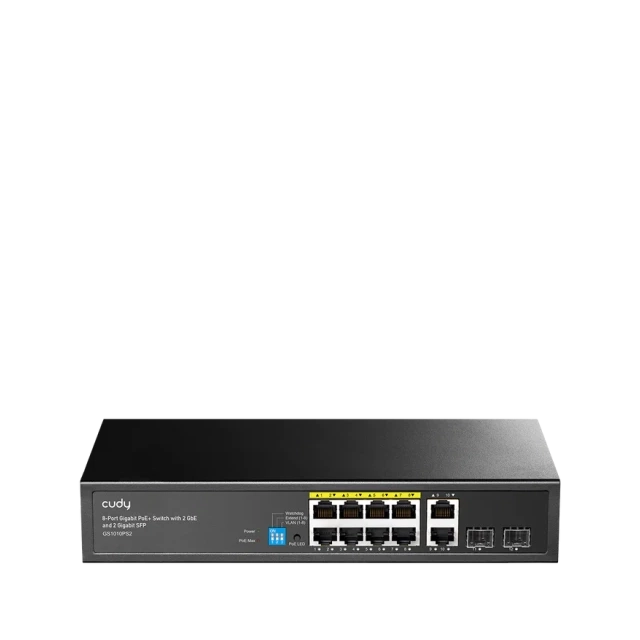 Svič 10/100/1000 10-port Cudy GS1010PS2/8 PoE+/2x Uplink/2x SFP/120W