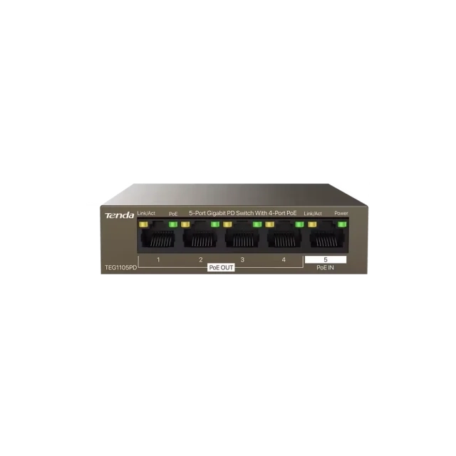 Svič 10/100/1000 5-Port PSE i PD Tenda TEG1105PD/4-Port PoE OUT/1-Port PoE IN