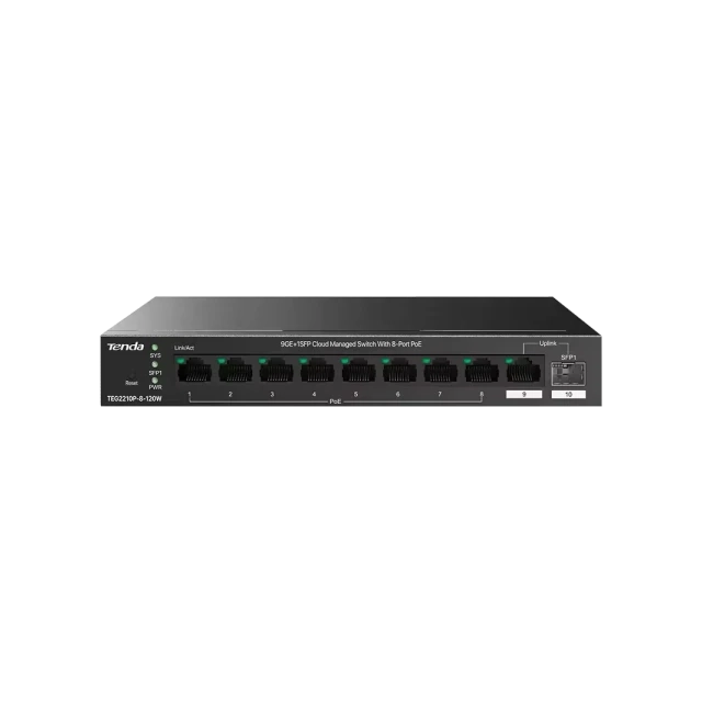 Svič 10/100/1000 9-port + 1SFP Tenda TEG2210P-8-120W/8-Port PoE