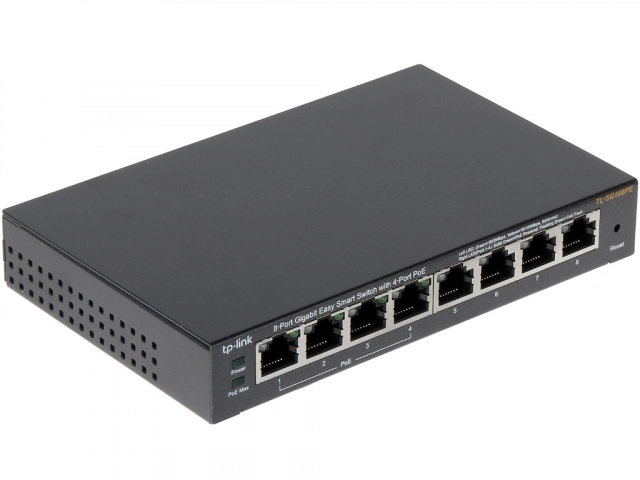 Switch TP-LINK TL-SG108PE Gigabit/8xRJ45/10/100/1000Mbps/eSmart/4xPoE/Desktop metalno  kucište