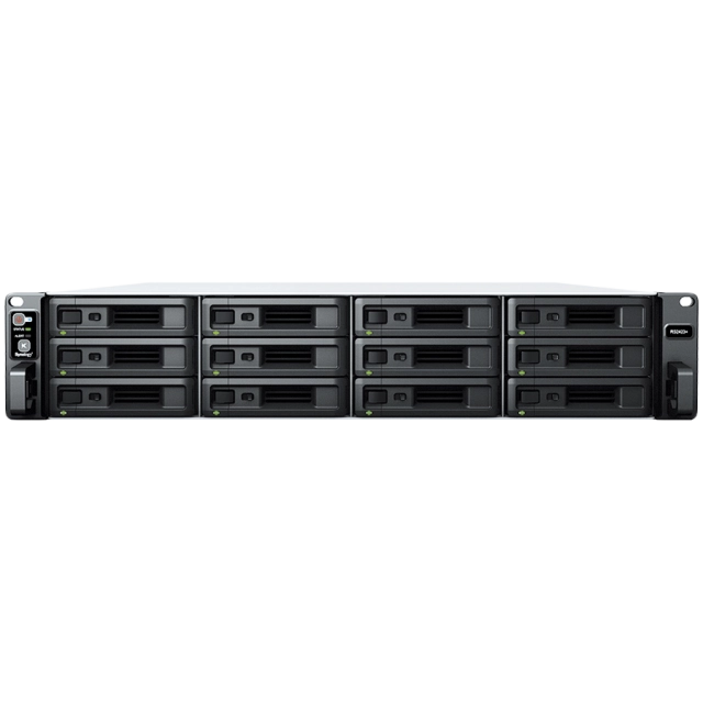 Synology RackStation RS2423+, Rack 2U, 12-bay 3.5''/2.5" SATA HDD/SSD, AMD Ryzen V1780B 4-core 3.35(base)/3.6 (turbo)GHz,8 GB DDR4 ECC UDIMM,2 x RJ-45 1 GbE LAN,1 x RJ-45 10 GbE LAN,2xUSB 3.2, eSATA port,1 x Gen3 x8 slot PCIe, 11.5kg, 3y
