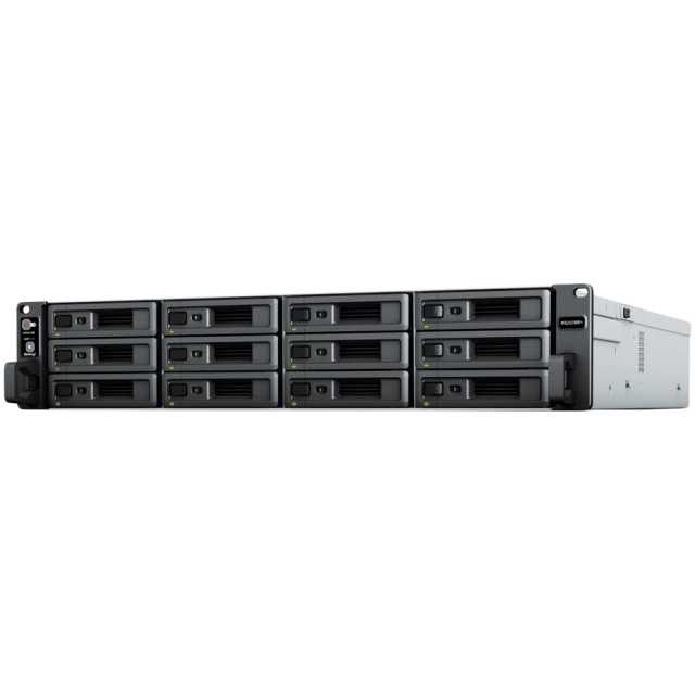 Synology RackStation RS2423RP+, Rack 2U, 12-bay 3.5''/2.5" SATA HDD/SSD, AMD Ryzen V1780B 4-core 3.35(base)/3.6 (turbo)GHz,8 GB DDR4 ECC UDIMM,2 x RJ-45 1 GbE LAN,1 x RJ-45 10 GbE LAN,2xUSB 3.2, eSATA port,1 x Gen3 x8 slot PCIe, Redundant power Supply, 11.9kg, 3y