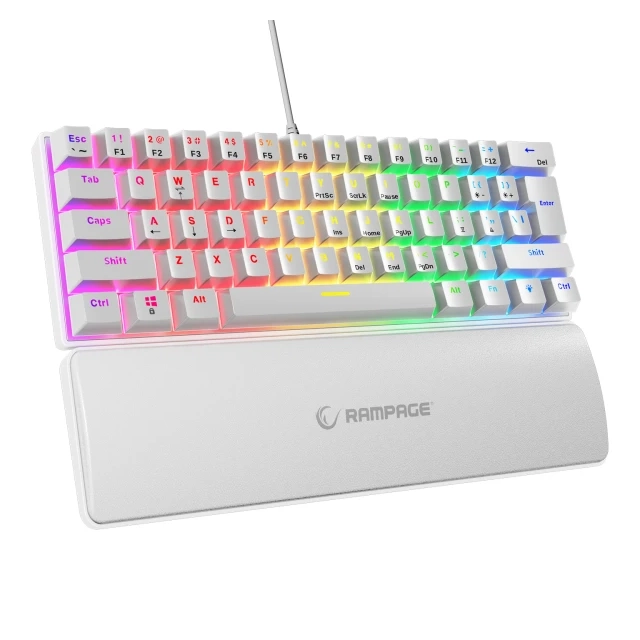 Tastatura žična gaming Rampage PLOWER K60 mehanička plavi switch bela 37254