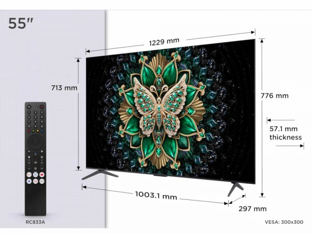 Televizor TCL 55C6K/MiniLED-QLED/55"/4K UHD/144Hz/Google TV/crna