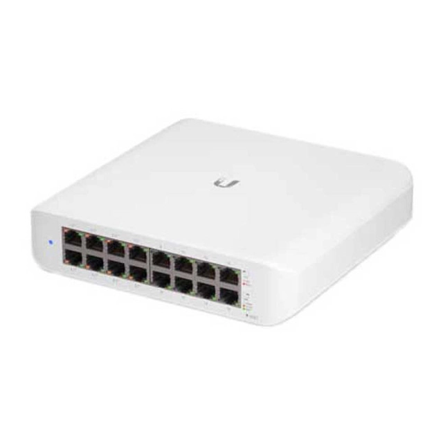 UBIQUITI Lite 16 PoE; (8) GbE PoE+, (8) GbE ports; 45W total PoE availability; Wall mountable.