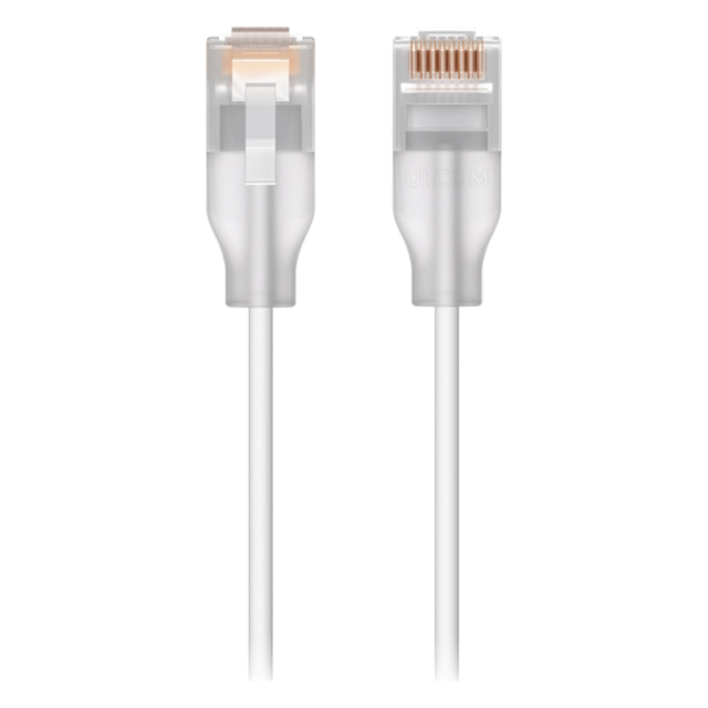 Ubiquiti UACC-Cable-Patch-EL-0.3M-W Nano-thin patch cable with 2.5 GbE support designed to show Etherlighting effects