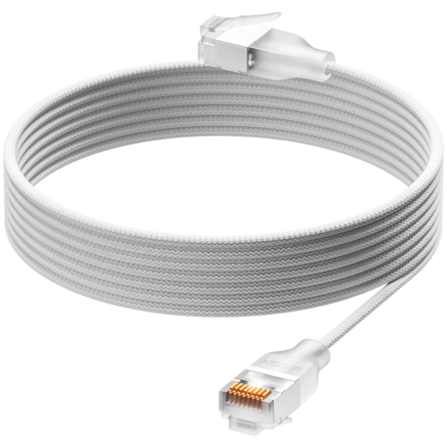Ubiquiti UniFi Premium Patch Cable UACC-Cable-Patch-EL-C6A-1M-W Ultra-thin braided patch cable, designed and optimized for 10 GbE networking, Translucent booted RJ45 for optimal Etherlighting