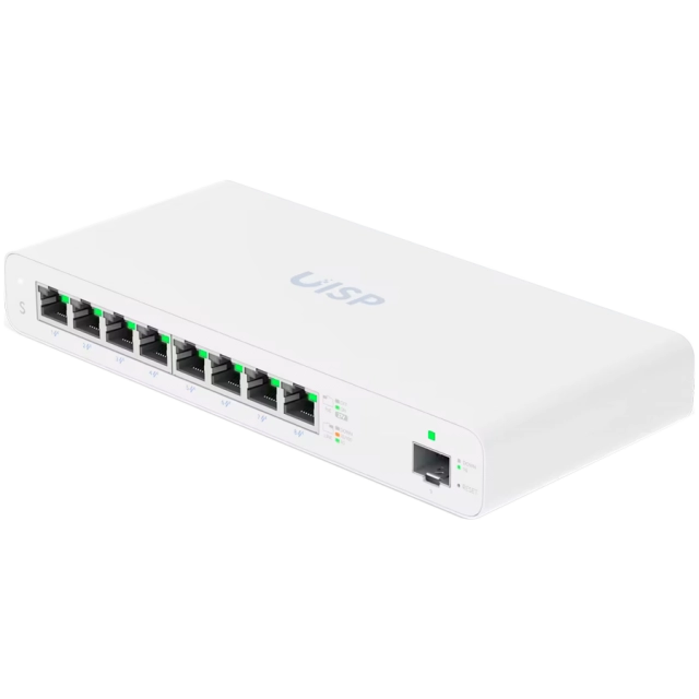 Ubiquity Switch (8) GbE RJ45 ports with 27V passive PoE output,1 SFP port