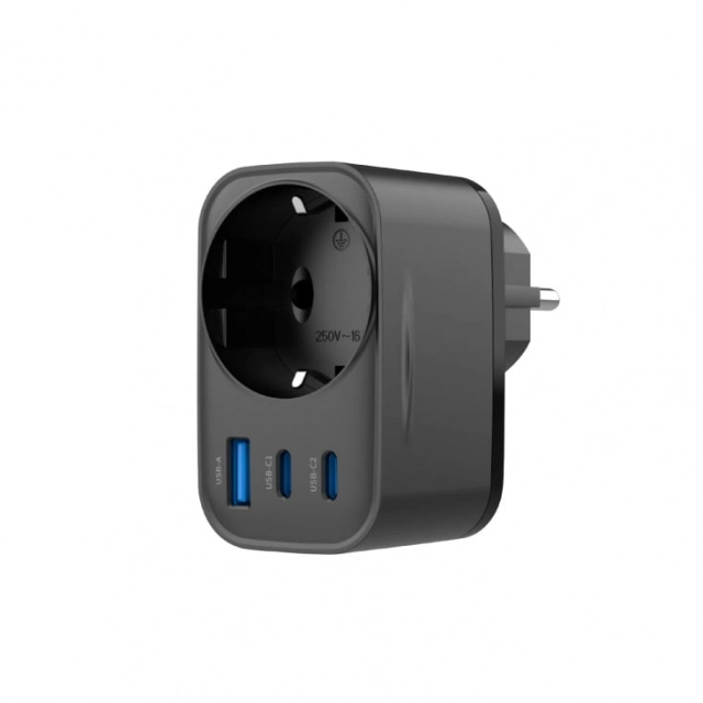 Univerzalni brzi punjač 1xUSB-A+2xUSB-C+šuko utič. UC142EU