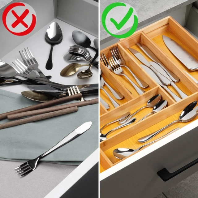 Vilde 229200 - Podesivi organizator za fioku za escajg 35.5-54.5x45.5 cm