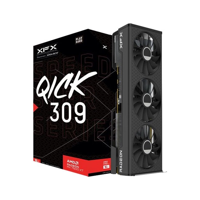 XFX SPEEDSTER QICK309 RADEON RX 7600XT QICK Gaming Graphics Card with 16GB GDDR6 HDMI 3xDP, AMD RDNA™ 2